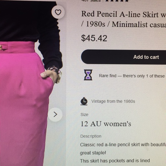 Vintage Casual Corner red pencil skirt - Picture 7 of 10